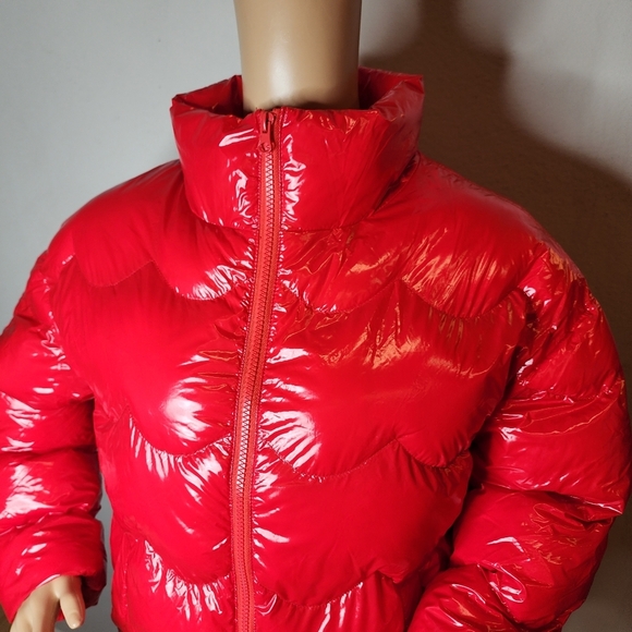 NWT DELUC Versani Shiny Red Puffer Zip Jacket Nylon Size XS - Picture 5 of 16